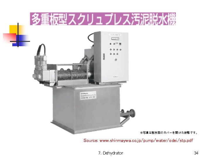 Source: www. shinmaywa. co. jp/pump/water/odei/stp. pdf 7. Dehydrator 34 