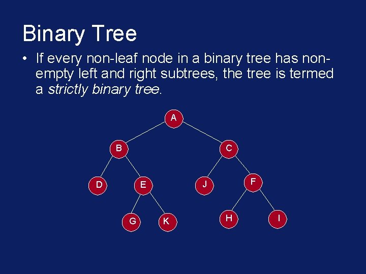 Binary Tree • If every non-leaf node in a binary tree has nonempty left