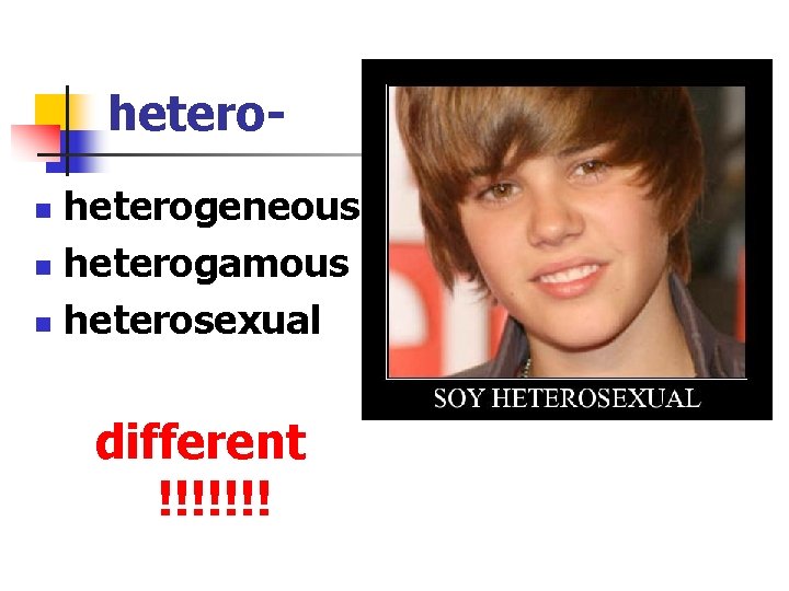 heterogeneous n heterogamous n heterosexual n different !!!!!!! 