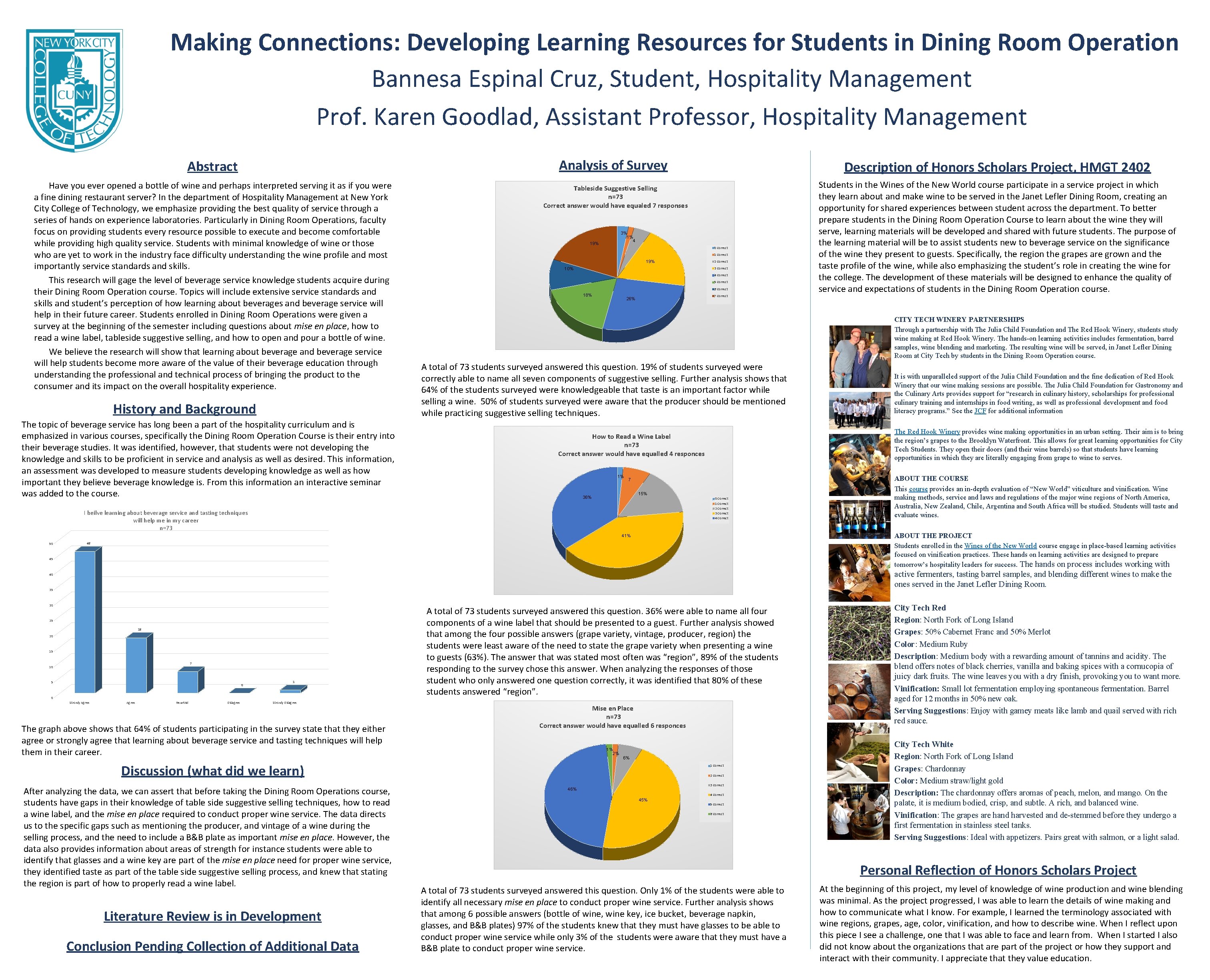Making Connections: Developing Learning Resources for Students in Dining Room Operation Bannesa Espinal Cruz,