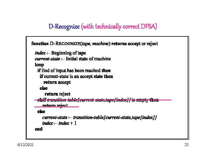 D-Recognize (with technically correct DFSA) 6/12/2021 25 D-Recognize (with technically correct DFSA) 6/12/2021 25