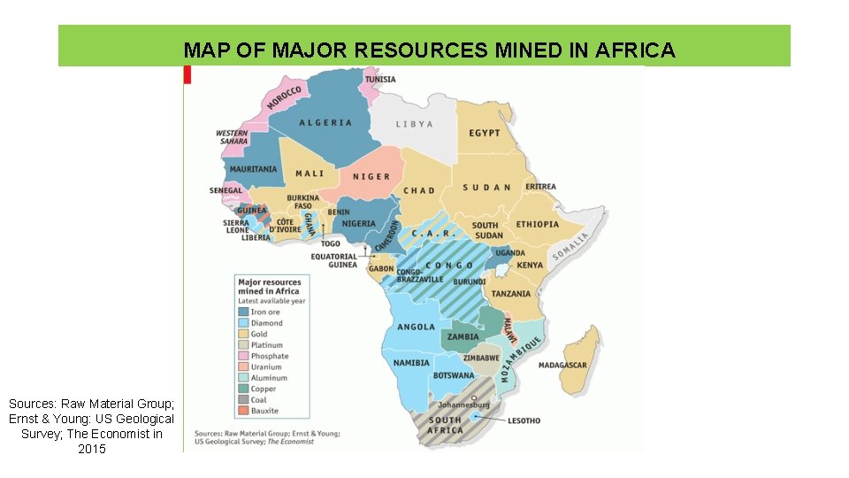 MAP OF MAJOR RESOURCES MINED IN AFRICA Sources: Raw Material Group; Ernst & Young: