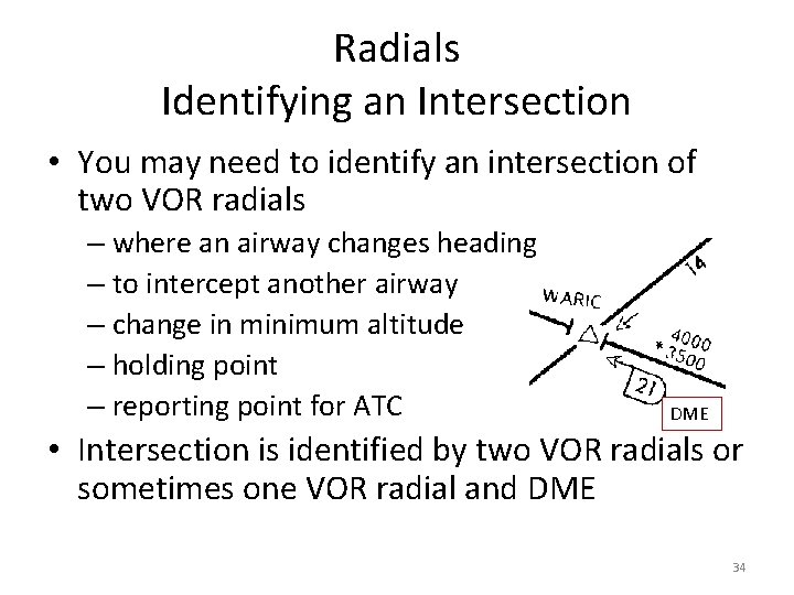 Radials Identifying an Intersection • You may need to identify an intersection of two