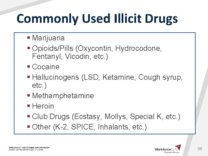 Commonly Used Illicit Drugs § Marijuana § Opioids/Pills (Oxycontin, Hydrocodone, Fentanyl, Vicodin, etc. )