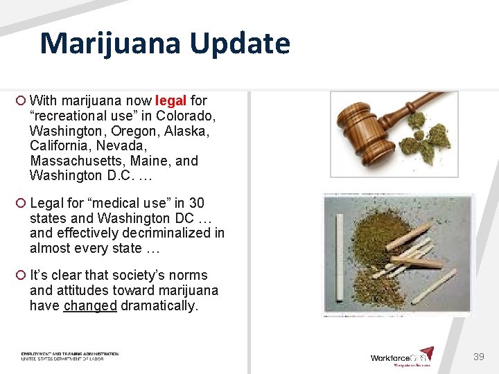 Marijuana Update ¡ With marijuana now legal for “recreational use” in Colorado, Washington, Oregon,