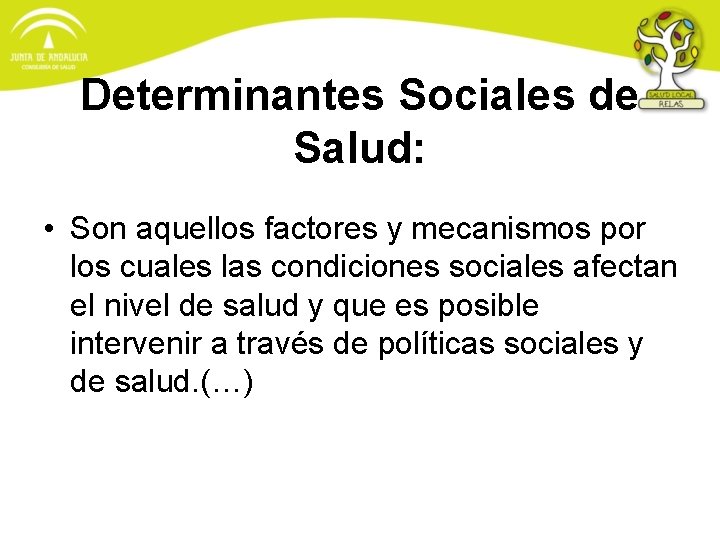 Determinantes Sociales de Salud: • Son aquellos factores y mecanismos por los cuales las Determinantes Sociales de Salud: • Son aquellos factores y mecanismos por los cuales las