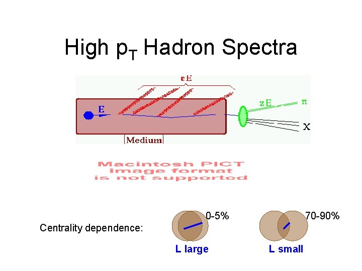 High p. T Hadron Spectra 0 -5% 70 -90% Centrality dependence: L large L