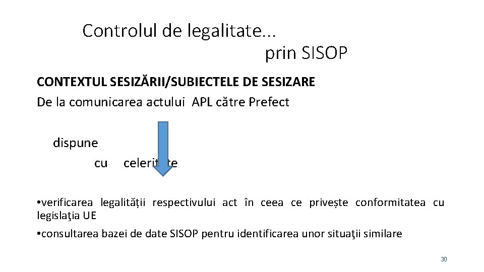 Controlul de legalitate. . . prin SISOP CONTEXTUL SESIZĂRII/SUBIECTELE DE SESIZARE De la comunicarea