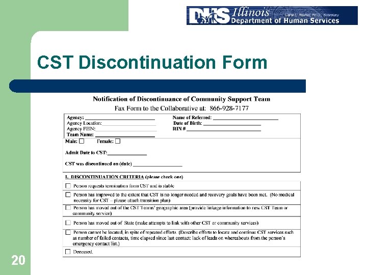 CST Discontinuation Form 20 