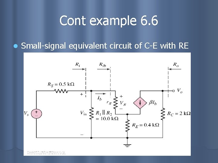 Cont example 6. 6 l Small-signal equivalent circuit of C-E with RE 