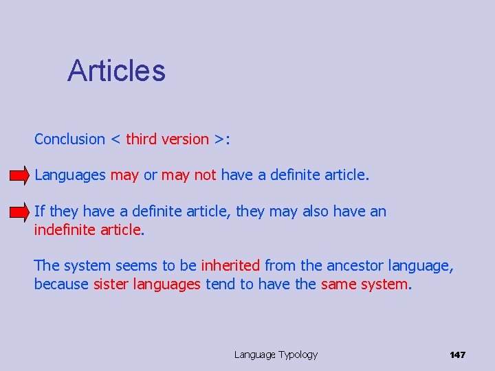 Articles Conclusion < third version >: Languages may or may not have a definite