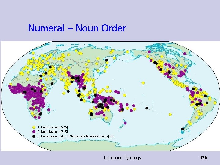 Numeral – Noun Order Language Typology 170 