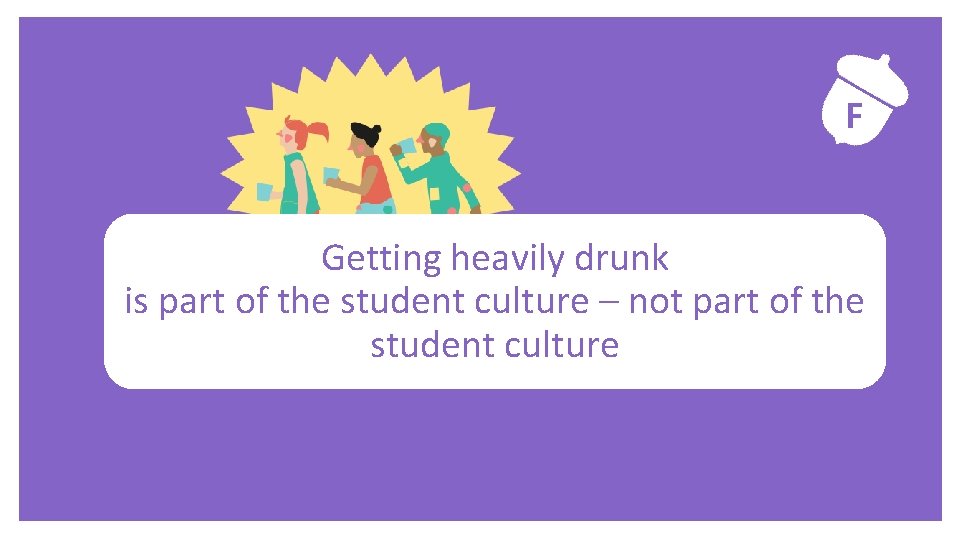 Exercise F Getting heavily drunk is part of the student culture – not part