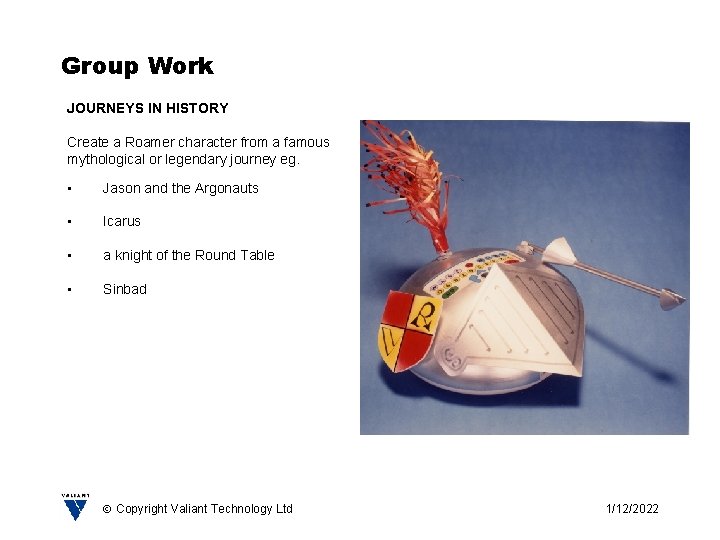 Group Work JOURNEYS IN HISTORY Create a Roamer character from a famous mythological or