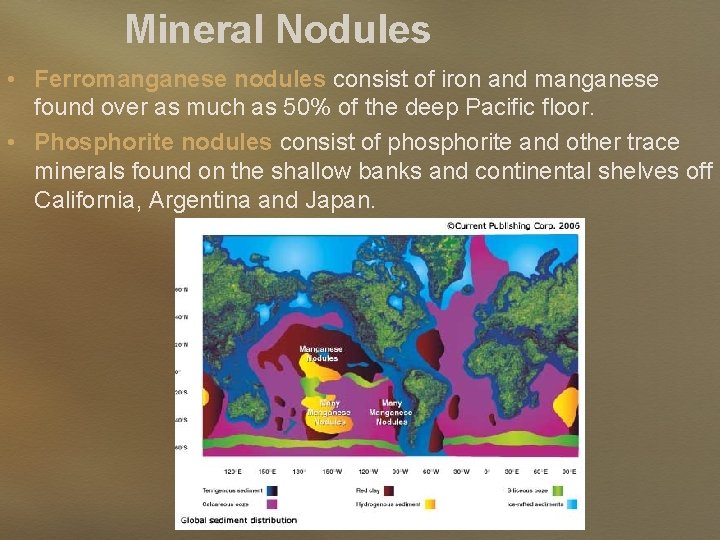 Mineral Nodules • Ferromanganese nodules consist of iron and manganese found over as much