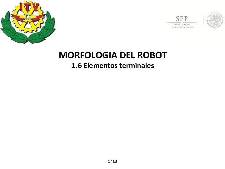 MORFOLOGIA DEL ROBOT 1. 6 Elementos terminales 1/18 