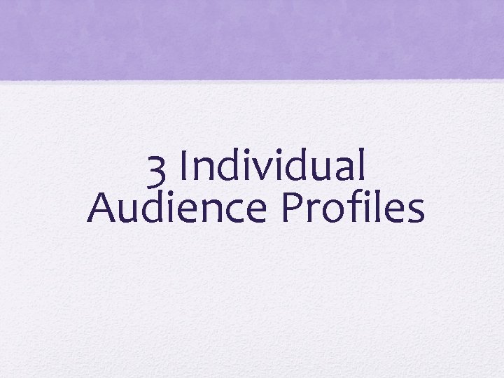 3 Individual Audience Profiles 
