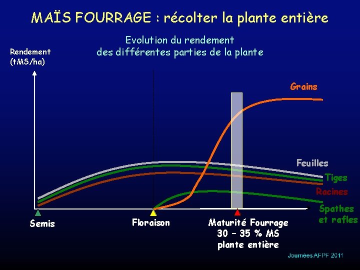 MAÏS FOURRAGE : récolter la plante entière Rendement (t. MS/ha) Evolution du rendement des