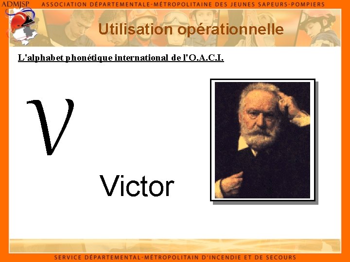 Utilisation opérationnelle L'alphabet phonétique international de l'O. A. C. I. V Victor 