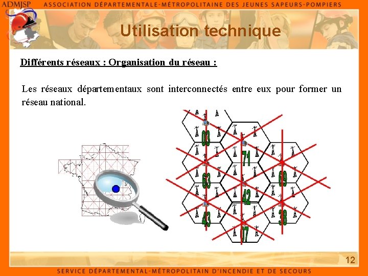 Utilisation technique Différents réseaux : Organisation du réseau : Les réseaux départementaux sont interconnectés