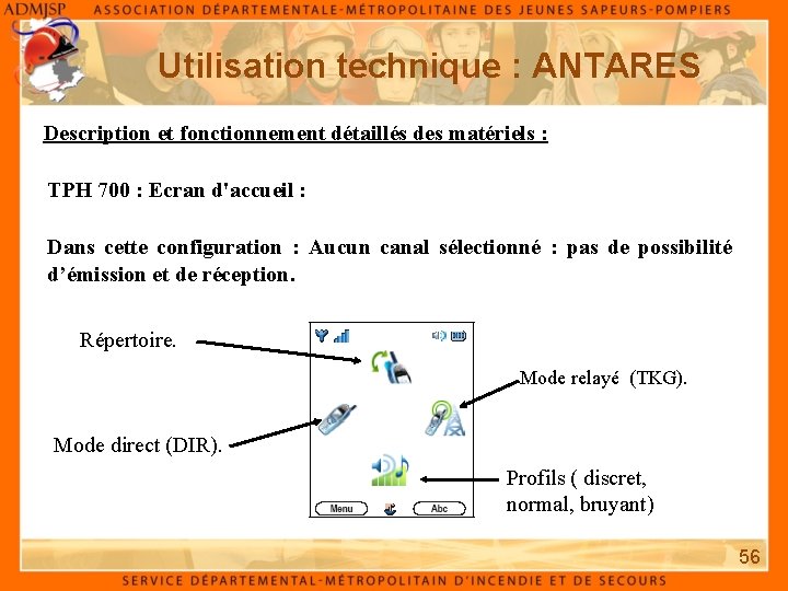 Utilisation technique : ANTARES Description et fonctionnement détaillés des matériels : TPH 700 :