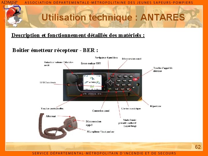 Utilisation technique : ANTARES Description et fonctionnement détaillés des matériels : Boîtier émetteur récepteur