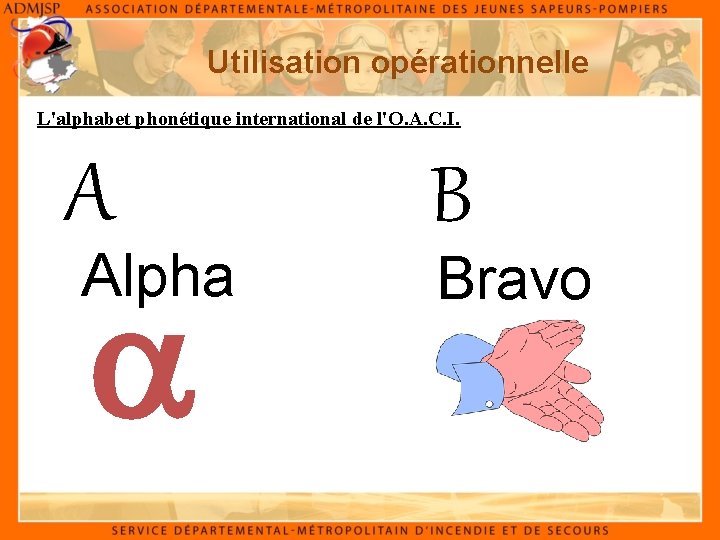 Utilisation opérationnelle L'alphabet phonétique international de l'O. A. C. I. A Alpha a B
