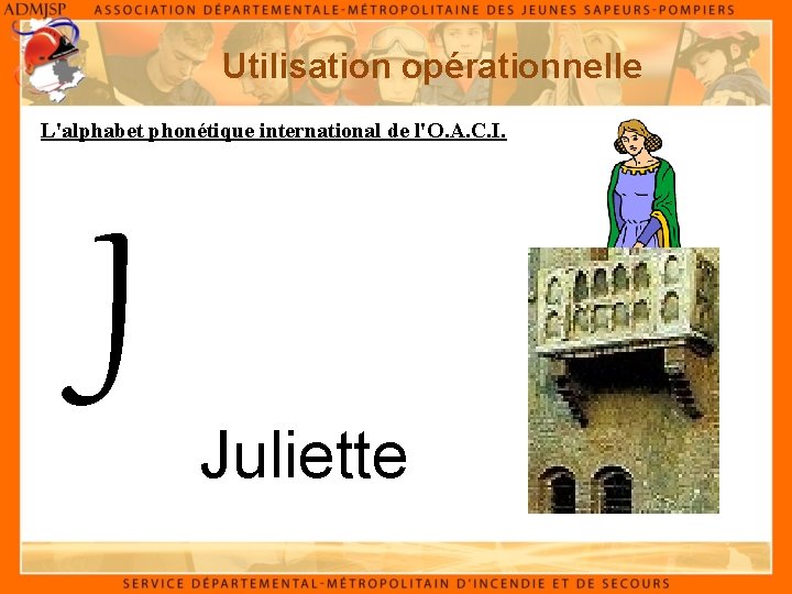 Utilisation opérationnelle L'alphabet phonétique international de l'O. A. C. I. J Juliette 