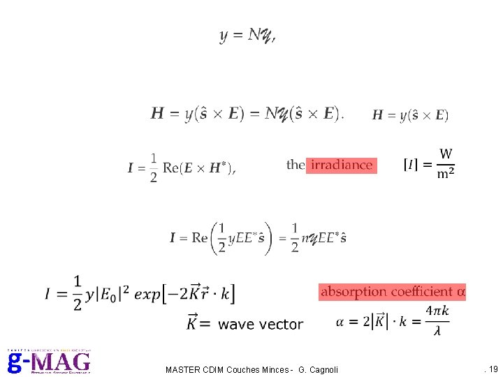 MASTER CDIM Couches Minces - G. Cagnoli . 19 
