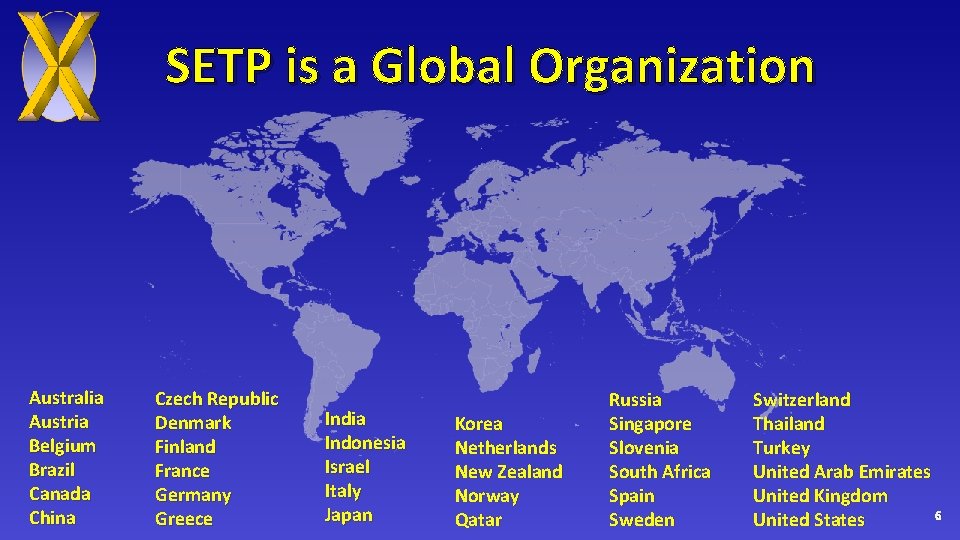 SETP is a Global Organization Australia Austria Belgium Brazil Canada China Czech Republic Denmark