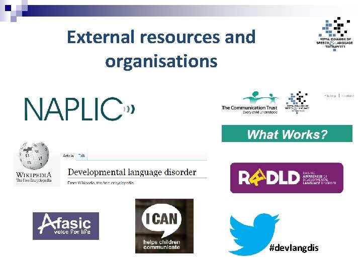 External resources and organisations #devlangdis 