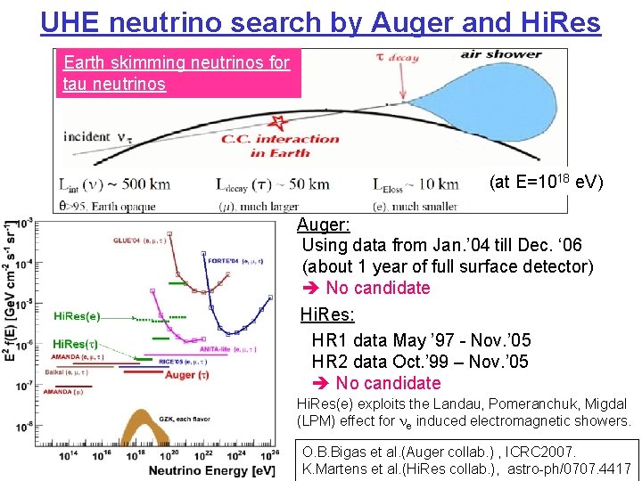 UHE neutrino search by Auger and Hi. Res Earth skimming neutrinos for tau neutrinos