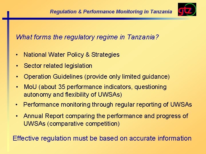 Regulation Performance Monitoring in the Tanzanian Water Sector