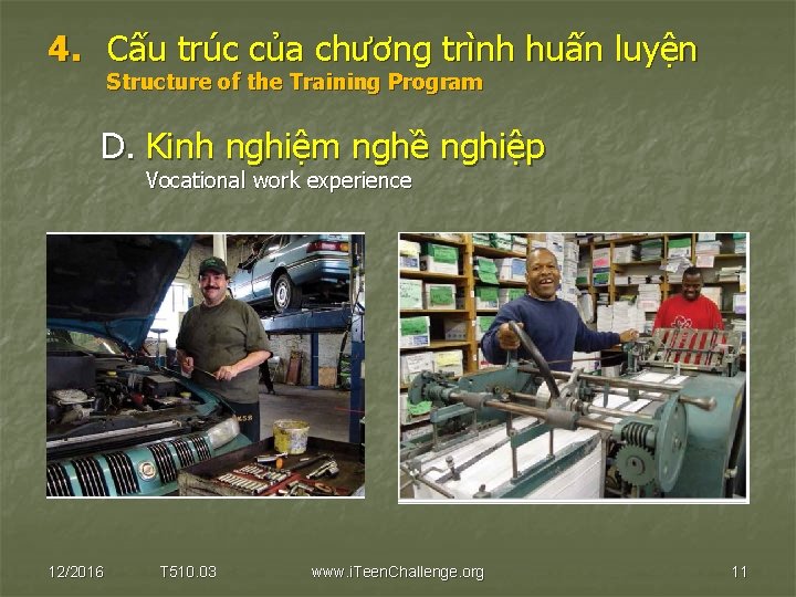 4. Cấu trúc của chương trình huấn luyện Structure of the Training Program D.