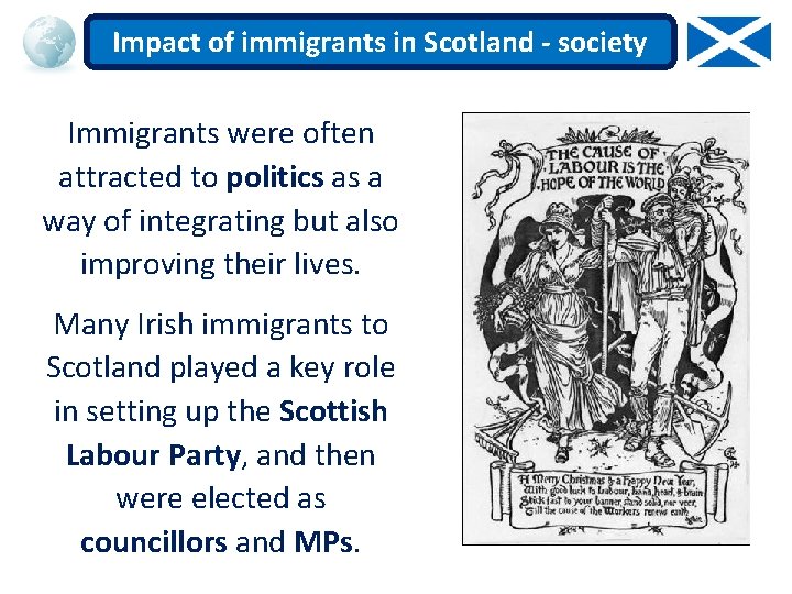 Impact of immigrants in Scotland - society Immigrants were often attracted to politics as