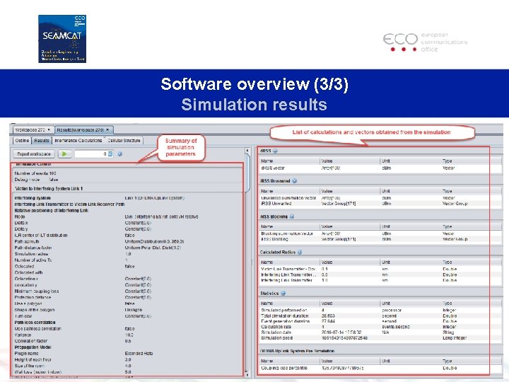 Software overview (3/3) Simulation results 