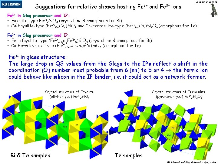 Suggestions for relative phases hosting Fe 2+ and Fe 3+ ions University of Ioannina