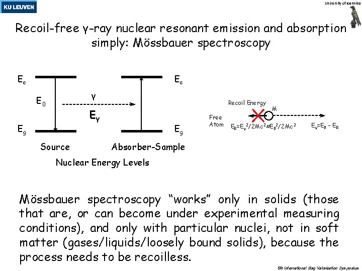 University of Ioannina Recoil-free γ-ray nuclear resonant emission and absorption simply: Mössbauer spectroscopy Ee