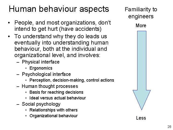 Human behaviour aspects • People, and most organizations, don’t intend to get hurt (have