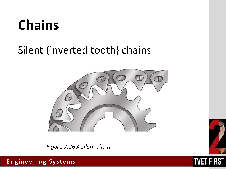 Chains Silent (inverted tooth) chains Figure 7. 26 A silent chain Engineering Systems 