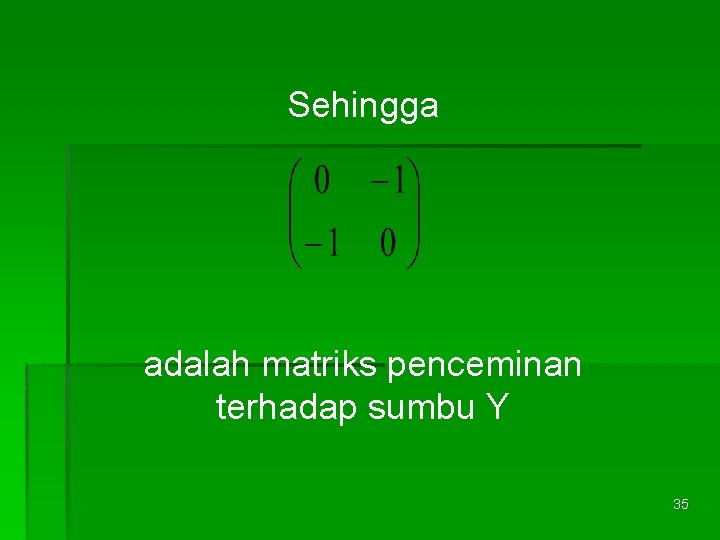 Sehingga adalah matriks penceminan terhadap sumbu Y 35 