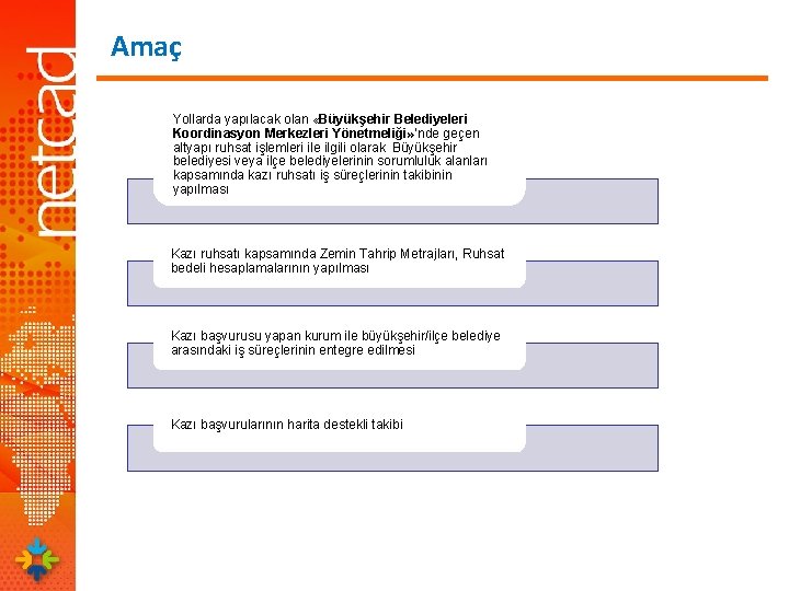 Amaç Yollarda yapılacak olan «Büyükşehir Belediyeleri Koordinasyon Merkezleri Yönetmeliği» ’nde geçen altyapı ruhsat işlemleri Amaç Yollarda yapılacak olan «Büyükşehir Belediyeleri Koordinasyon Merkezleri Yönetmeliği» ’nde geçen altyapı ruhsat işlemleri