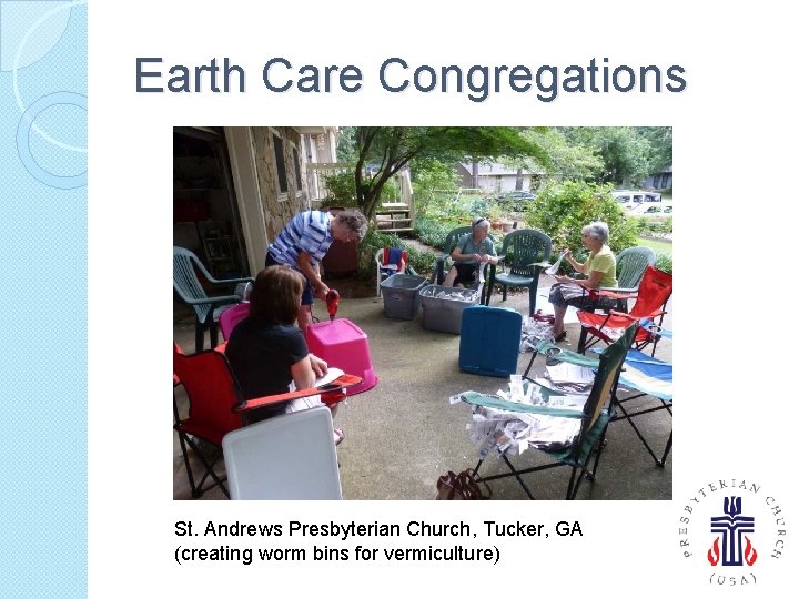 Earth Care Congregations St. Andrews Presbyterian Church, Tucker, GA (creating worm bins for vermiculture)