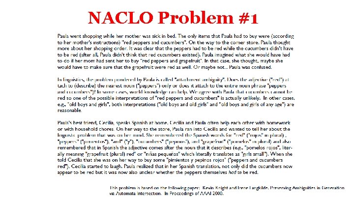 NACLO Problem #1 