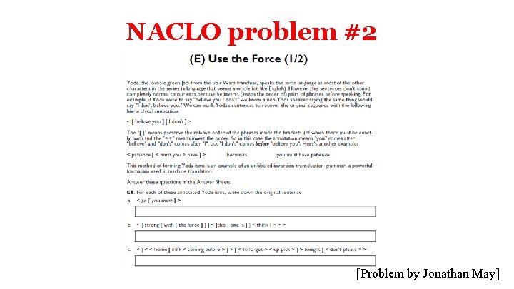 NACLO problem #2 [Problem by Jonathan May] 