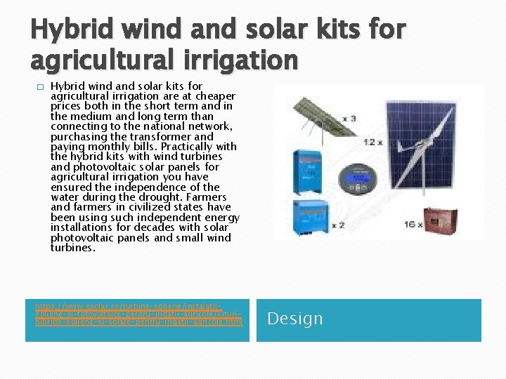 Hybrid wind and solar kits for agricultural irrigation � Hybrid wind and solar kits