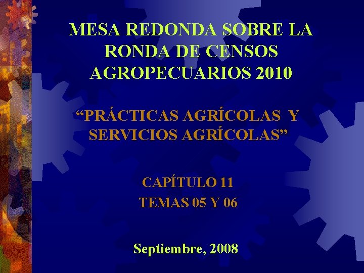 MESA REDONDA SOBRE LA RONDA DE CENSOS AGROPECUARIOS 2010 “PRÁCTICAS AGRÍCOLAS Y SERVICIOS AGRÍCOLAS”