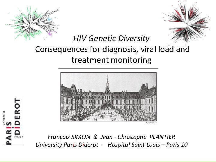 HIV Genetic Diversity Consequences for diagnosis, viral load and treatment monitoring Prof François SIMON