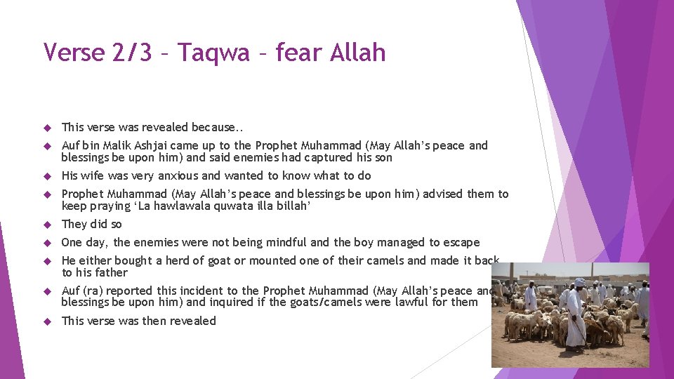 Verse 2/3 – Taqwa – fear Allah This verse was revealed because. . Auf