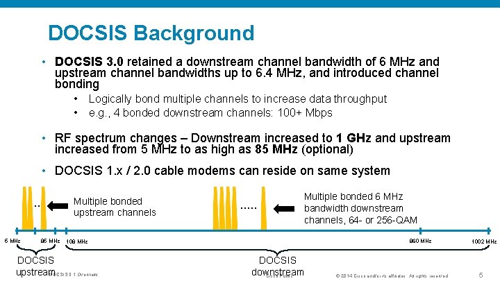 DOCSIS Background • DOCSIS 3. 0 retained a downstream channel bandwidth of 6 MHz